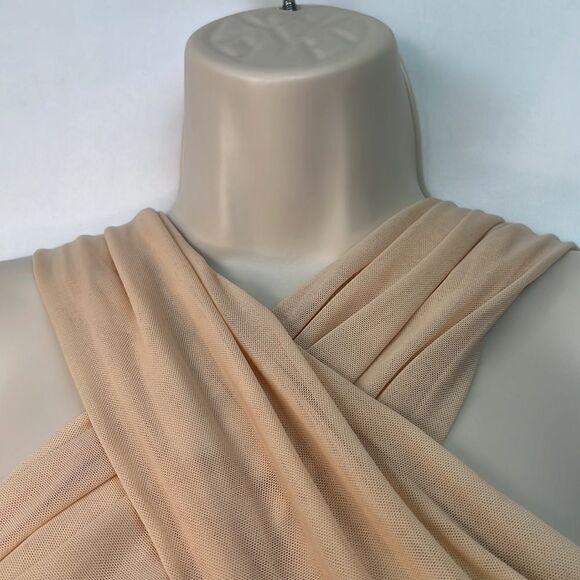 Pretty Little Things Nude Underbust Halterneck Chiffon strap crop top size 6 NWT - Picture 8 of 14